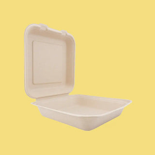 Contenedor Para Alimentos  Desechable y Biodegradable De 8x8x3